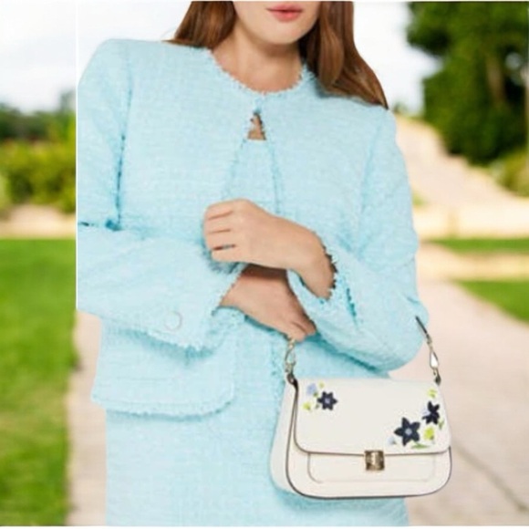 Kate Spade NWT Leather Phoebe Floral Appliqué Meringue Crossbody   Bag - Picture 4 of 7